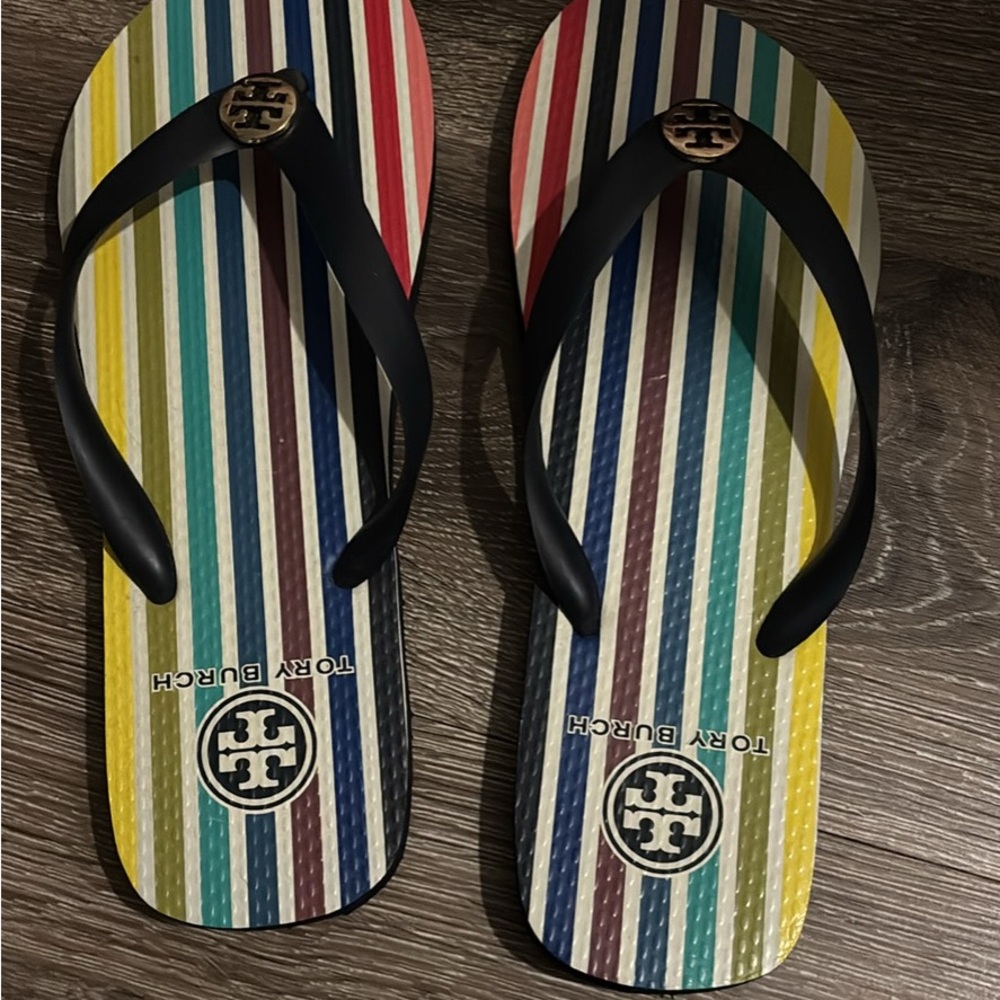 Sold!!Tory Burch Multicolor Striped Sandals